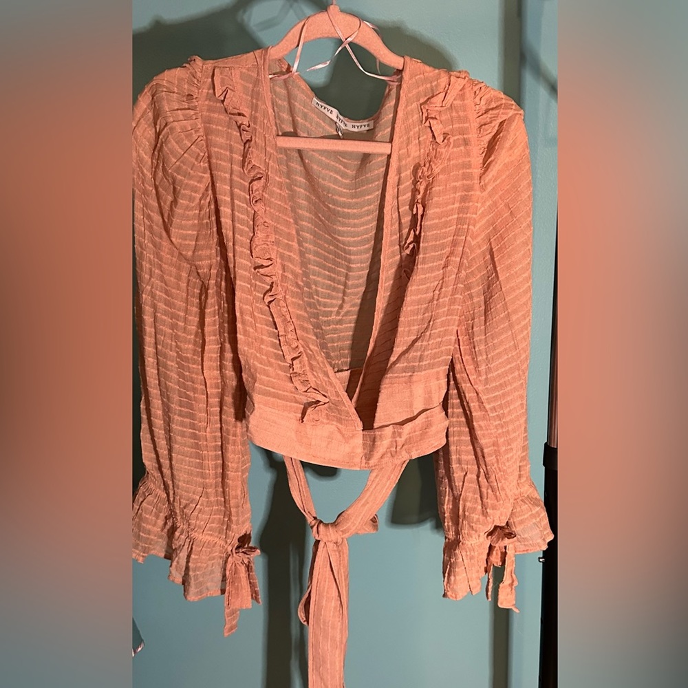 HYFVE Peach Ruffle Wrap Top Size L